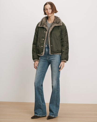 Veronica Beard | Varell Reversible Jacket in Dark Green Loden
