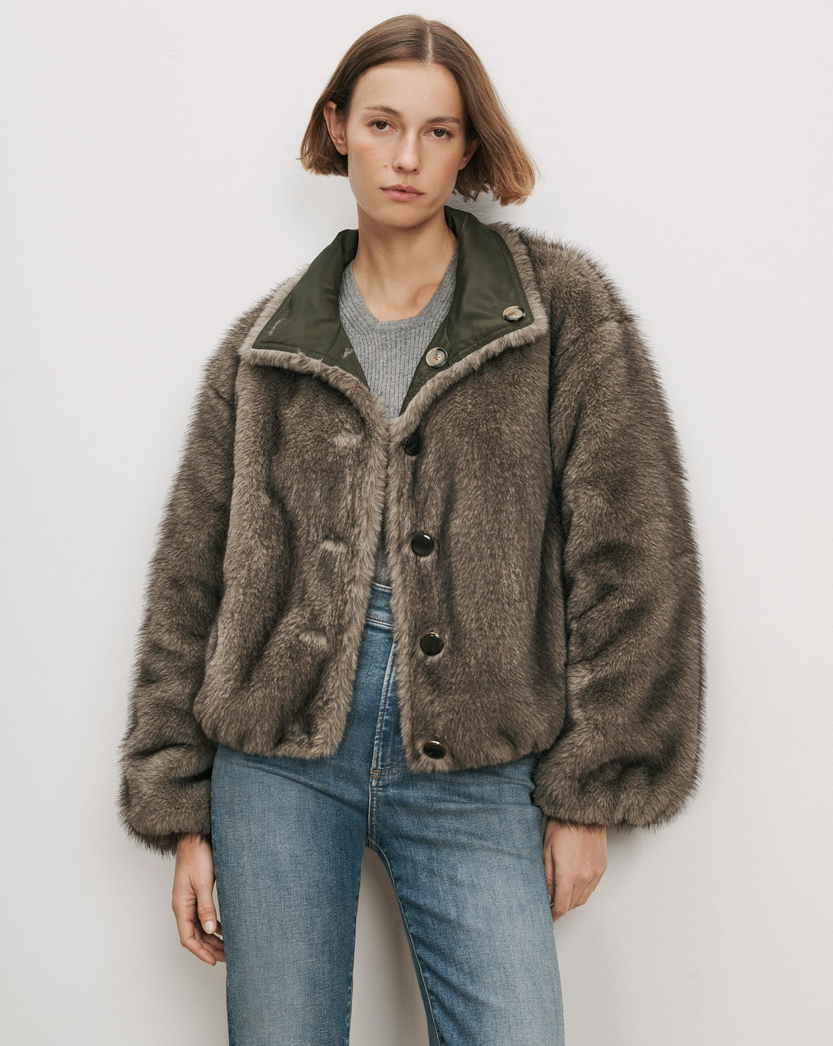 Veronica Beard | Varell Reversible Jacket in Dark Green Loden