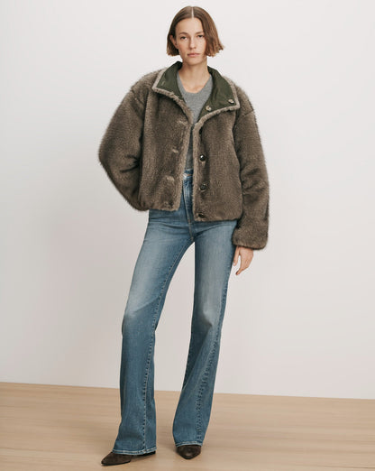 Veronica Beard | Varell Reversible Jacket in Dark Green Loden