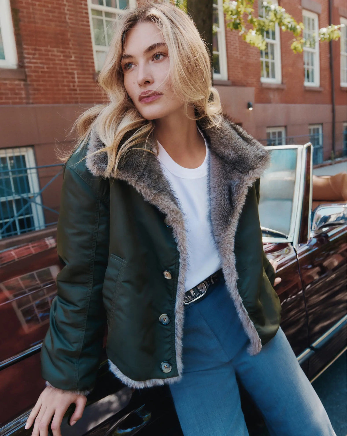 Veronica Beard | Varell Reversible Jacket in Dark Green Loden