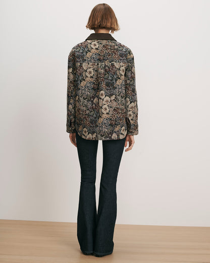 Veronica Beard | Blake Brocade Coat in Floral Tapestry Print Dark Eggplant Multi Dark Eggplant Multi