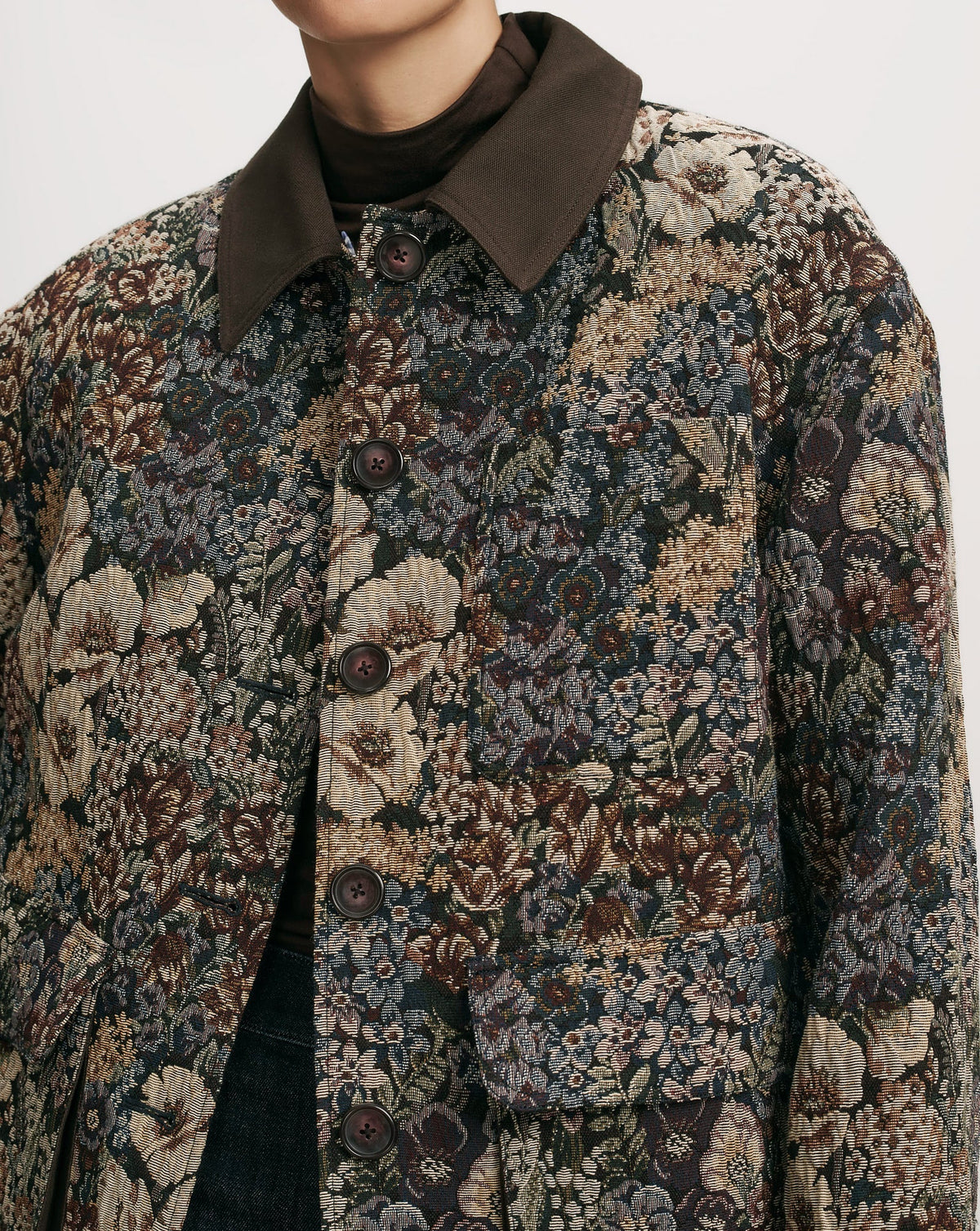 Veronica Beard | Blake Brocade Coat in Floral Tapestry Print Dark Eggplant Multi Dark Eggplant Multi