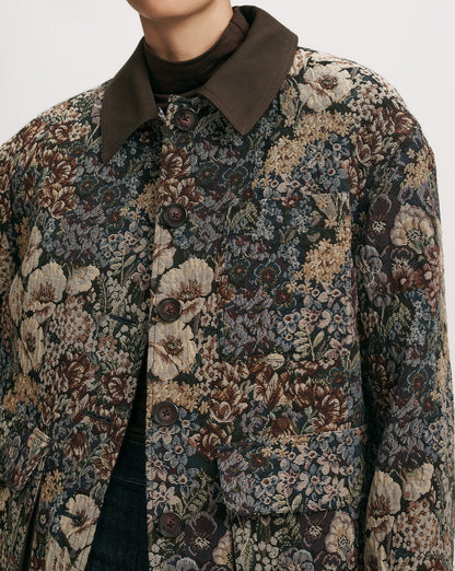 Veronica Beard | Blake Brocade Coat in Floral Tapestry Print Dark Eggplant Multi Dark Eggplant Multi