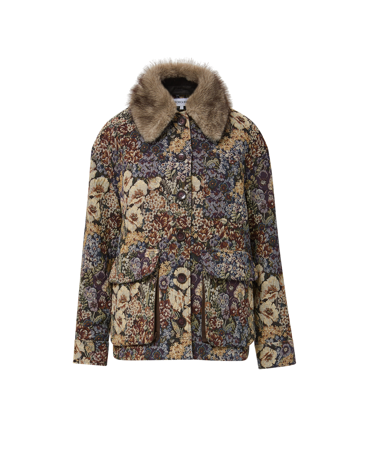 Veronica Beard | Blake Brocade Coat in Floral Tapestry Print Dark Eggplant Multi Dark Eggplant Multi