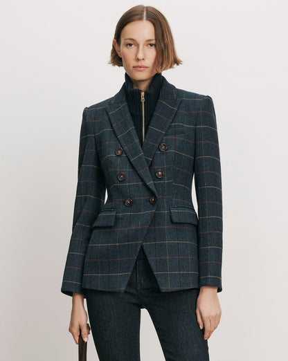 Veronica Beard | Miller Plaid Dickey Jacket in Navy Teal Multi