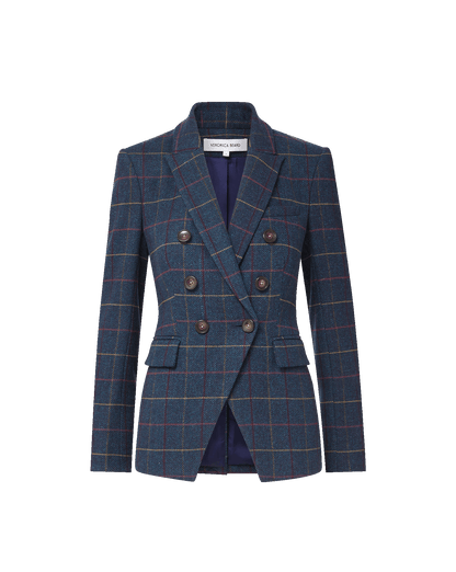 Veronica Beard | Miller Plaid Dickey Jacket in Navy Teal Multi
