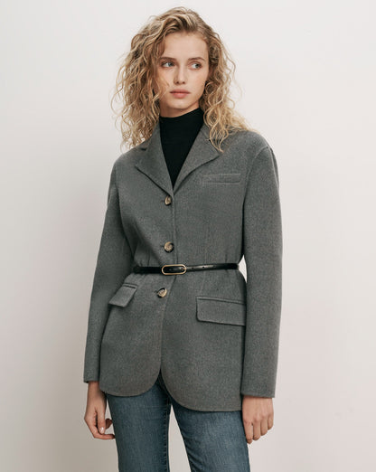 Veronica Beard | Fosterly Belted Blazer in Medium Heather Grey Medium Heather Grey