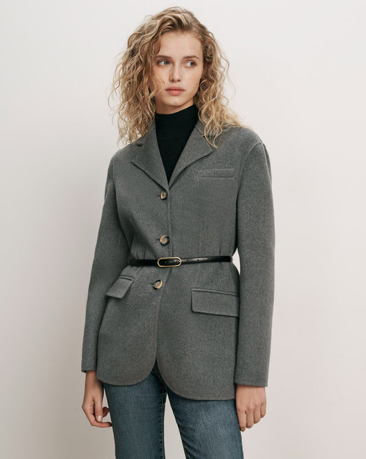 Veronica Beard | Fosterly Belted Blazer in Medium Heather Grey Medium Heather Grey