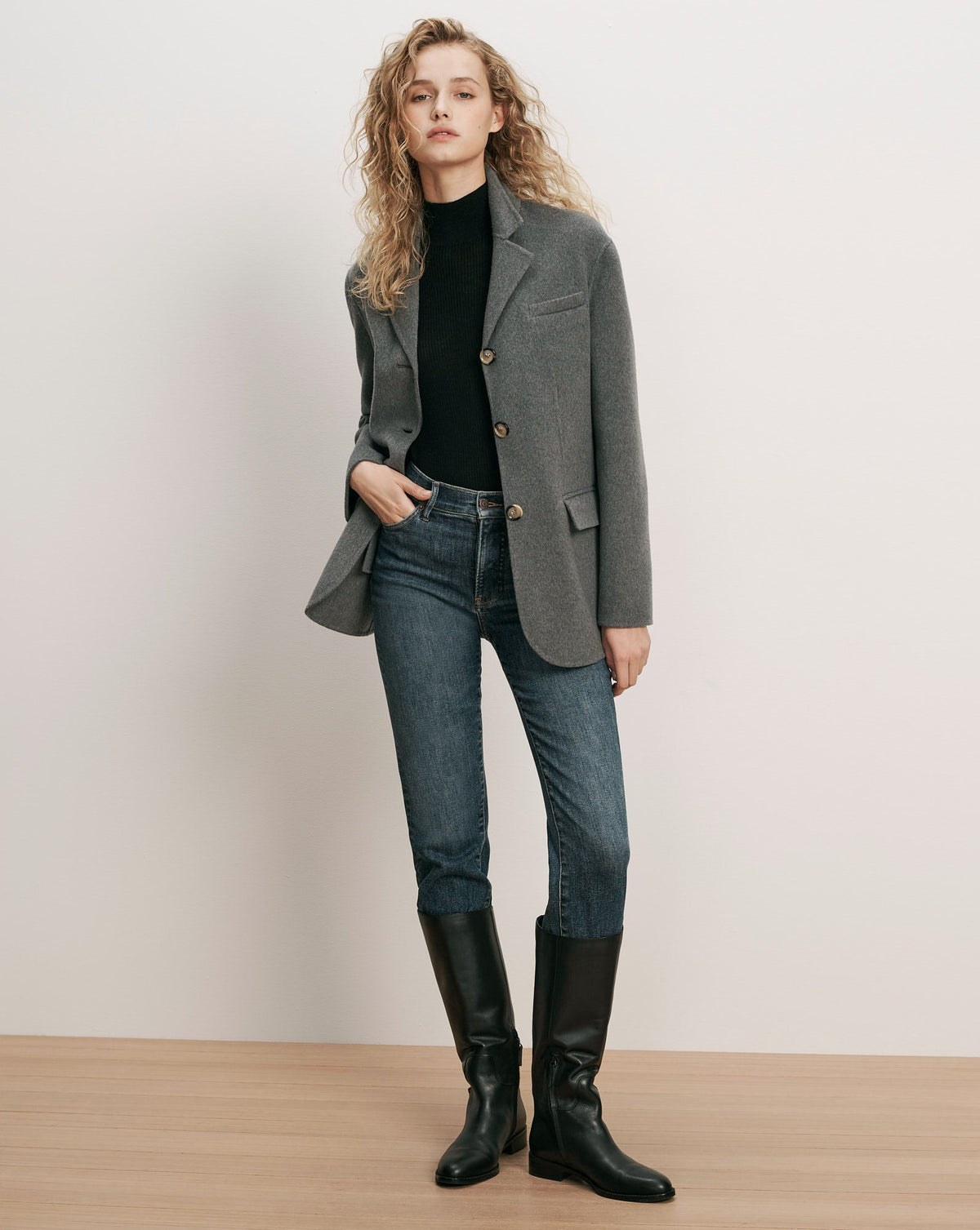 Veronica Beard | Fosterly Belted Blazer in Medium Heather Grey Medium Heather Grey
