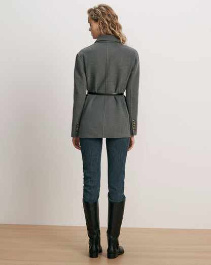 Veronica Beard | Fosterly Belted Blazer in Medium Heather Grey Medium Heather Grey