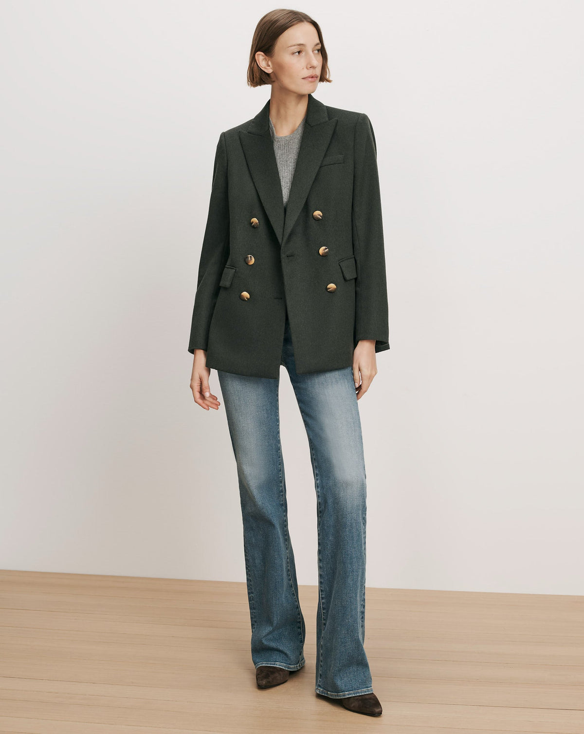 Veronica Beard | Ellette Cashmere Dickey Jacket in Dark Green Shadow Melange Dark Green Shadow Melange
