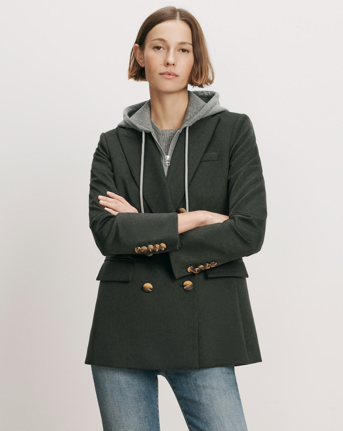 Veronica Beard | Ellette Cashmere Dickey Jacket in Dark Green Shadow Melange Dark Green Shadow Melange