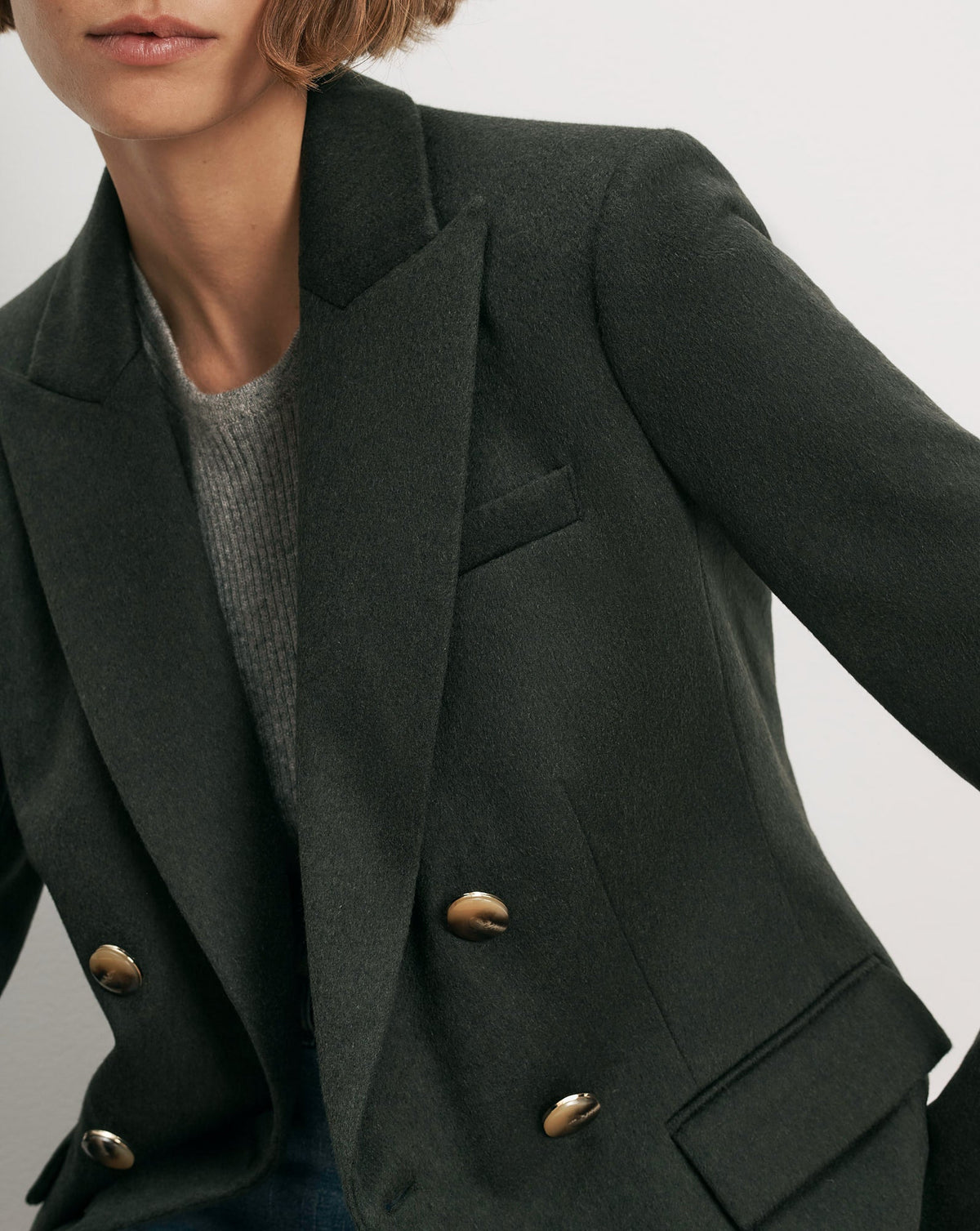Veronica Beard | Ellette Cashmere Dickey Jacket in Dark Green Shadow Melange Dark Green Shadow Melange