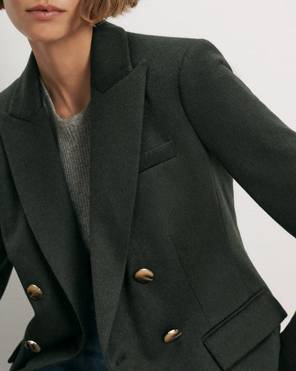 Veronica Beard | Ellette Cashmere Dickey Jacket in Dark Green Shadow Melange Dark Green Shadow Melange