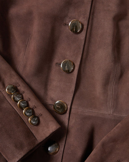 Veronica Beard | Quinn Suede Peplum Jacket in Dark Brown Espresso