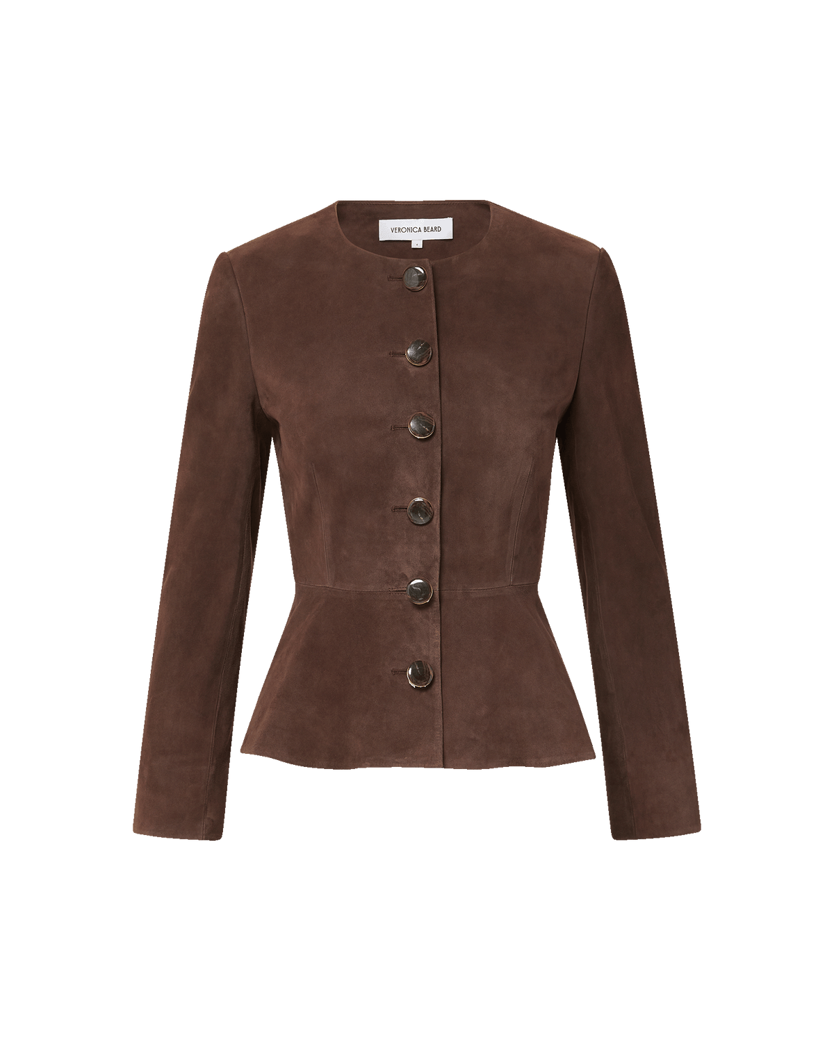 Veronica Beard | Quinn Suede Peplum Jacket in Dark Brown Espresso