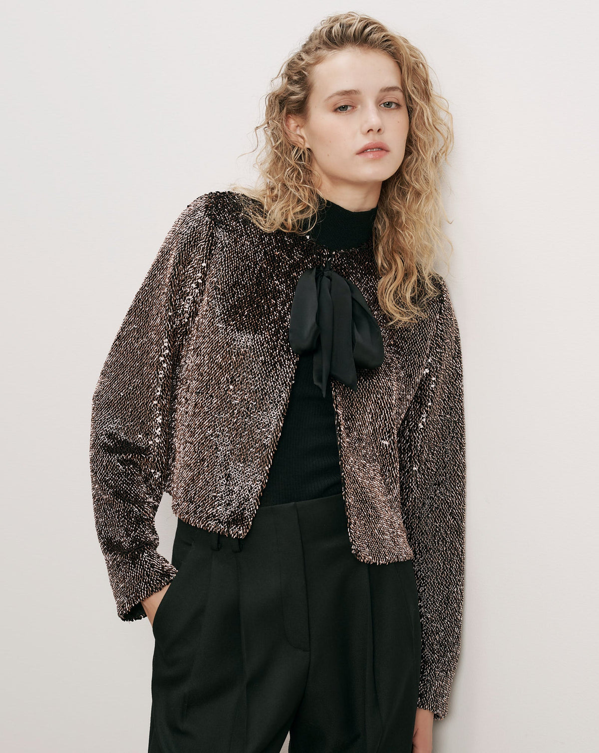 Veronica Beard | Bancroff Sequin Jacket in Copper/Black Copper/Black