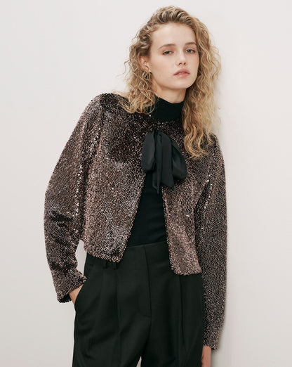 Veronica Beard | Bancroff Sequin Jacket in Copper/Black Copper/Black