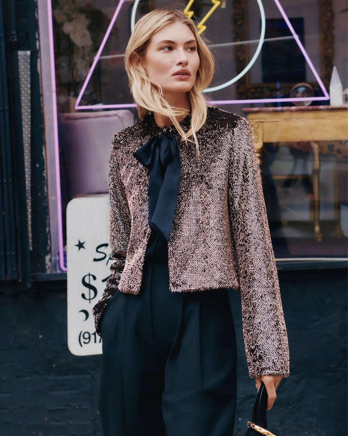 Veronica Beard | Bancroff Sequin Jacket in Copper/Black Copper/Black