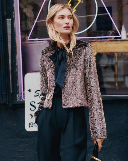 Veronica Beard | Bancroff Sequin Jacket in Copper/Black Copper/Black