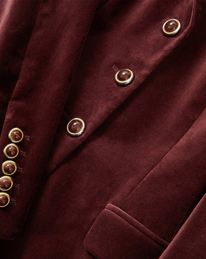 Veronica Beard | Raelynn Velvet Blazer Jacket in Burgundy Burgundy