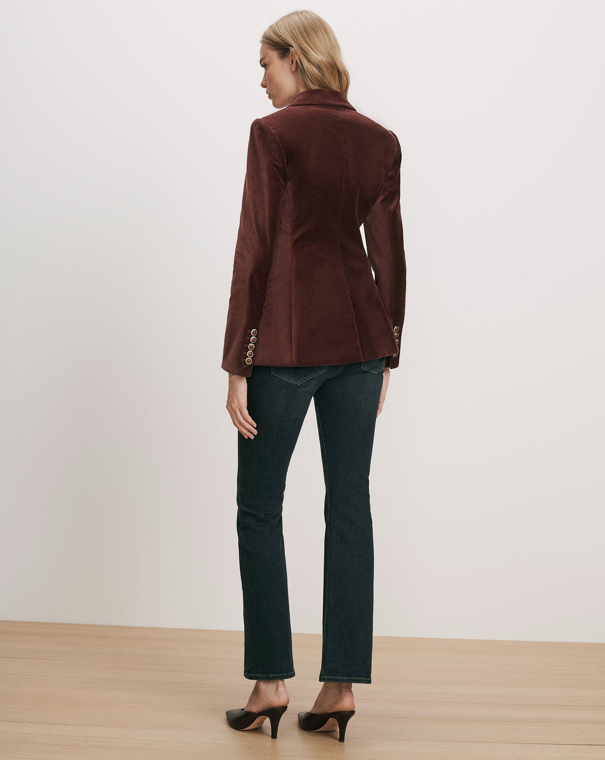 Veronica Beard | Raelynn Velvet Blazer Jacket in Burgundy Burgundy
