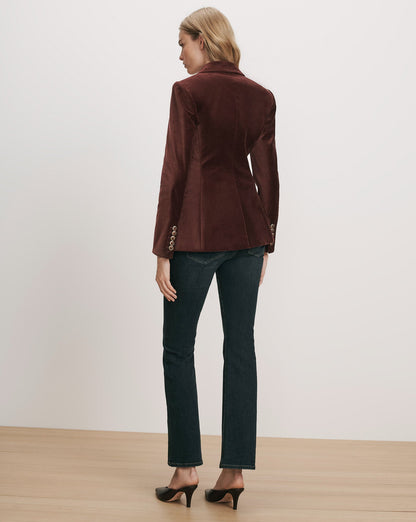 Veronica Beard | Raelynn Velvet Blazer Jacket in Burgundy Burgundy
