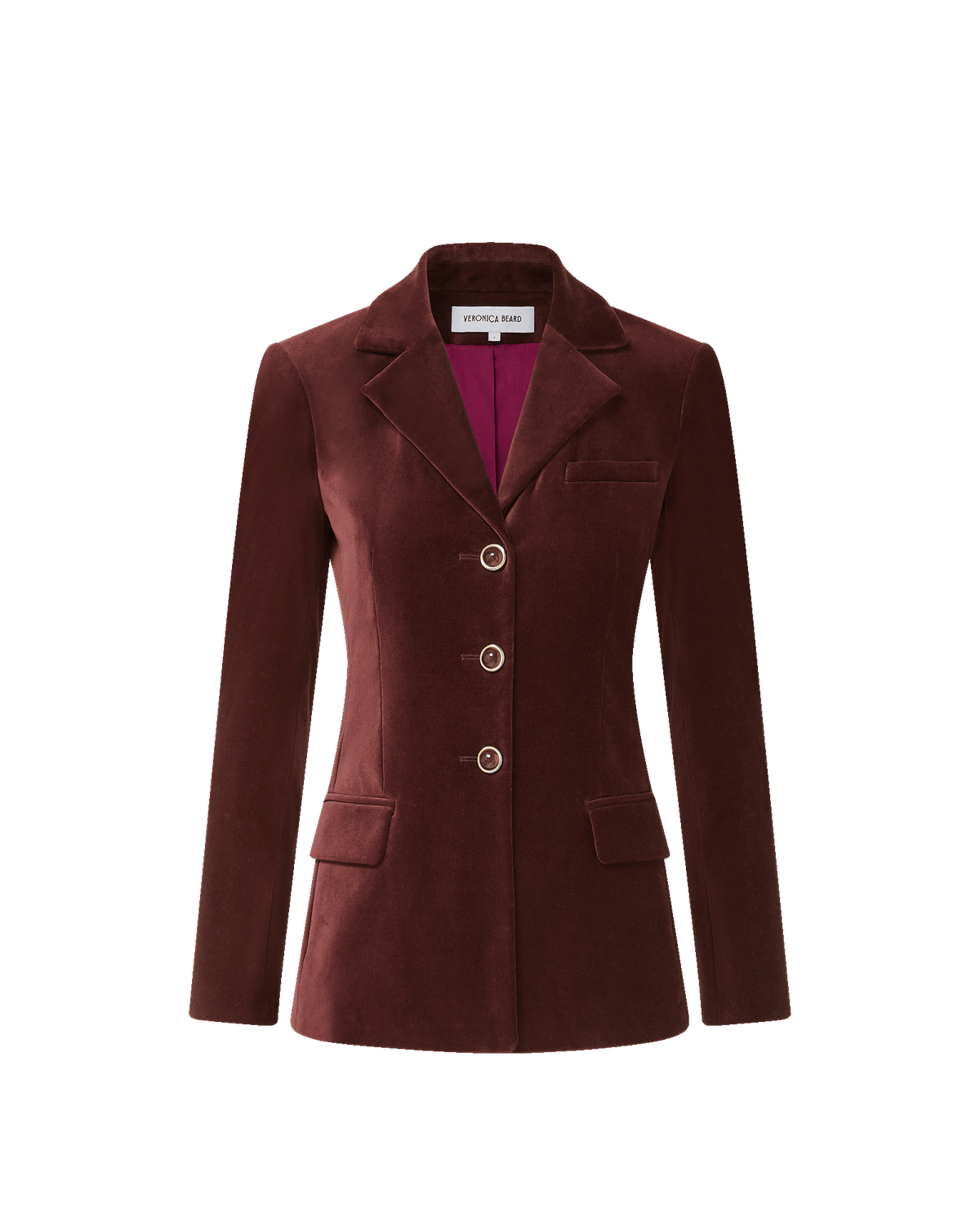 Veronica Beard | Raelynn Velvet Blazer Jacket in Burgundy Burgundy