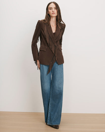 Veronica Beard | Pali Suede Fringe Jacket in Dark Brown Espresso