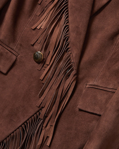 Veronica Beard | Pali Suede Fringe Jacket in Dark Brown Espresso