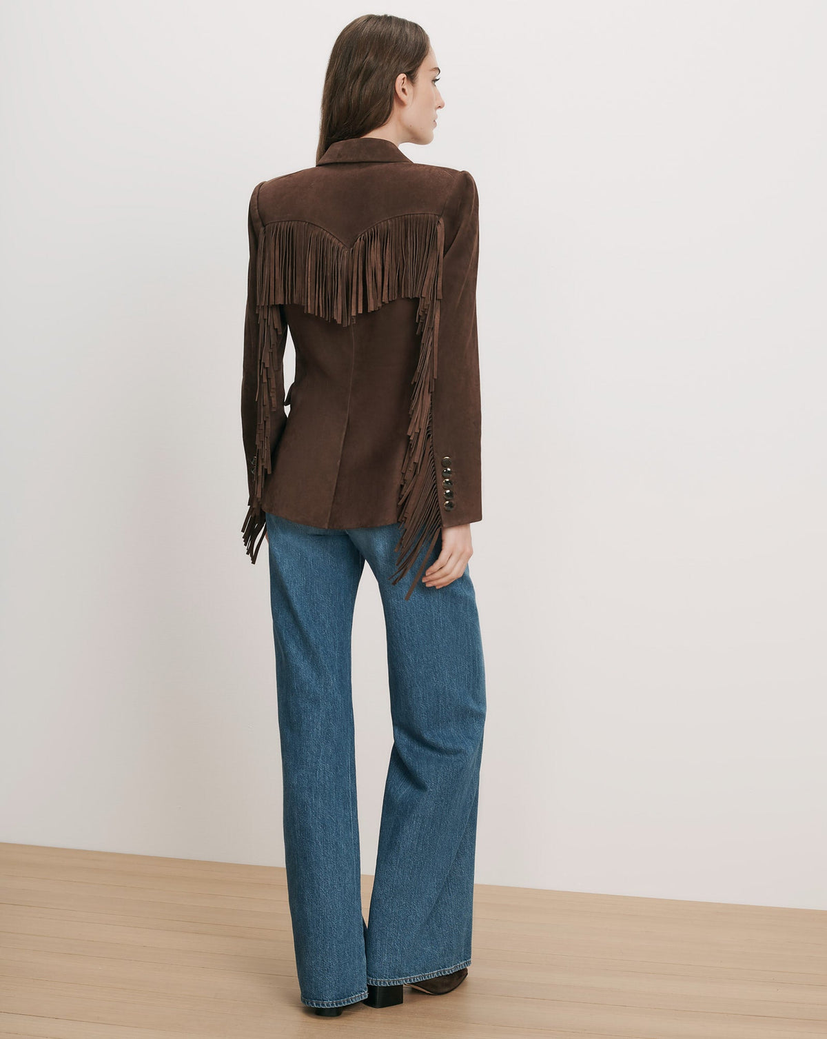 Veronica Beard | Pali Suede Fringe Jacket in Dark Brown Espresso