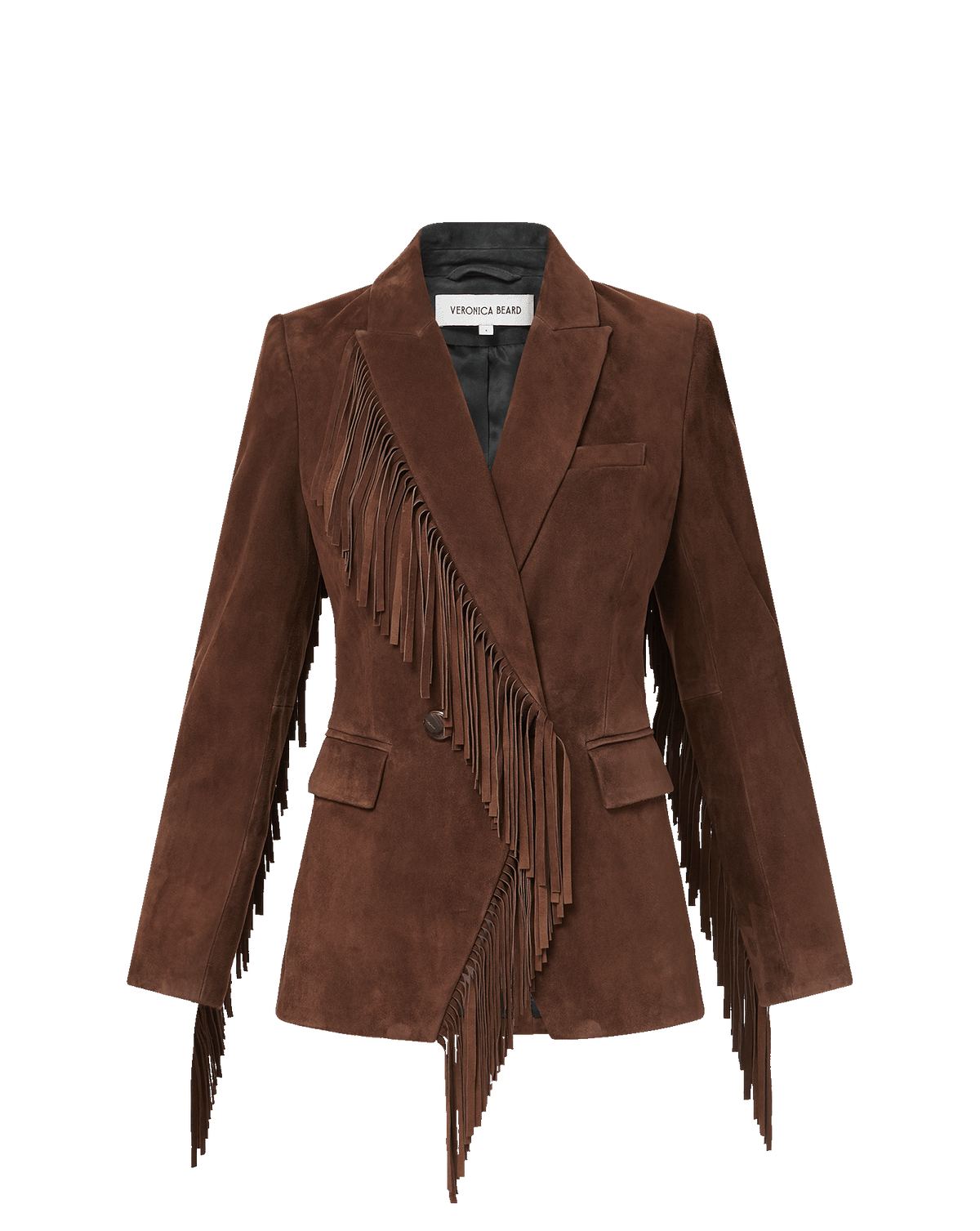 Veronica Beard | Pali Suede Fringe Jacket in Dark Brown Espresso