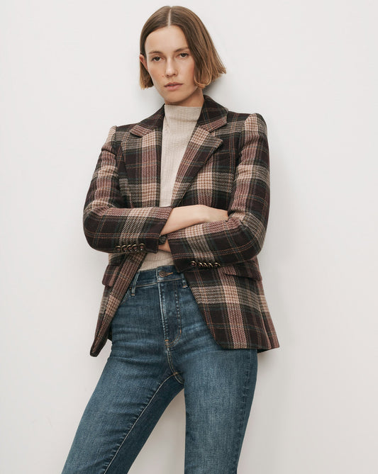 Veronica Beard | Cloverfield Plaid Dickey Jacket in Dark Purple Currant Multi Dark Currant Multi