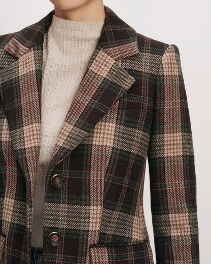 Veronica Beard | Cloverfield Plaid Dickey Jacket in Dark Purple Currant Multi Dark Currant Multi
