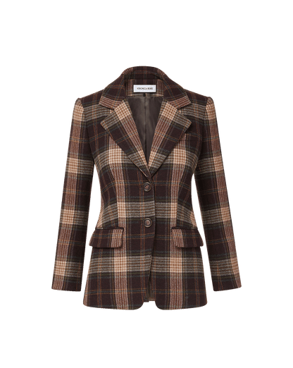 Veronica Beard | Cloverfield Plaid Dickey Jacket in Dark Purple Currant Multi Dark Currant Multi