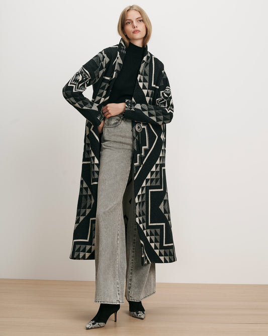 Veronica Beard | Long Wool Bolero Coat in Black Black
