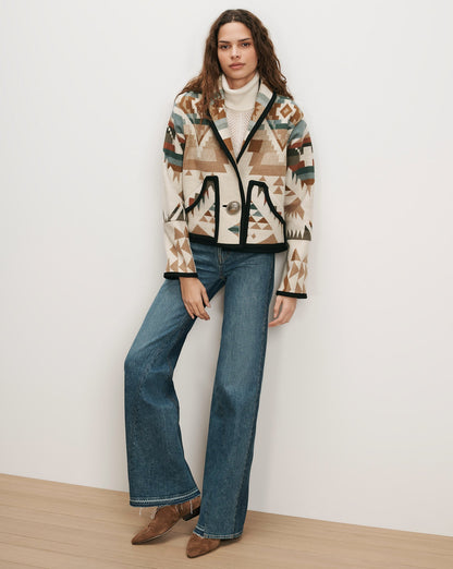 Veronica Beard | Short Wool Bolero Coat in Tan Multi Tan Multi