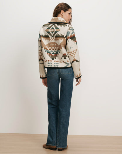 Veronica Beard | Short Wool Bolero Coat in Tan Multi Tan Multi