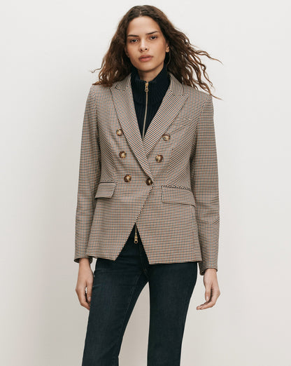 Veronica Beard | Miller Houndstooth Dickey Jacket in Rust Brown & Navy Multi Rust/Navy Multi