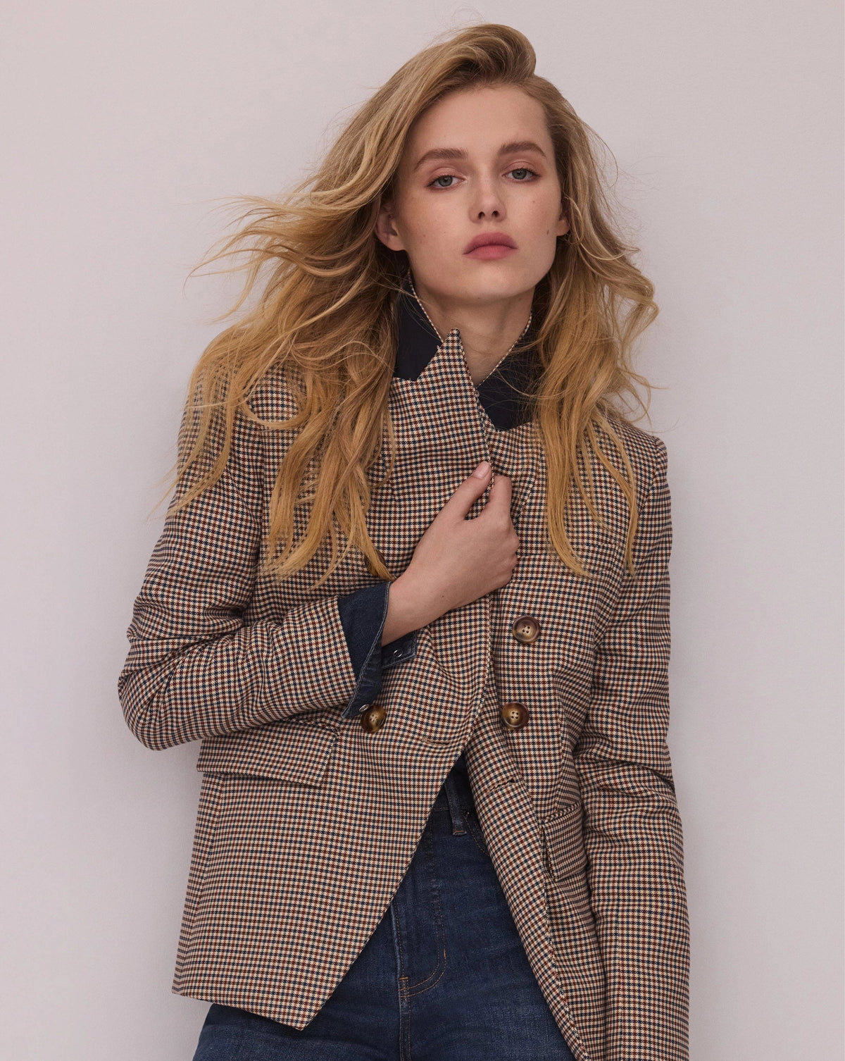 Veronica Beard | Miller Houndstooth Dickey Jacket in Rust Brown & Navy Multi Rust/Navy Multi