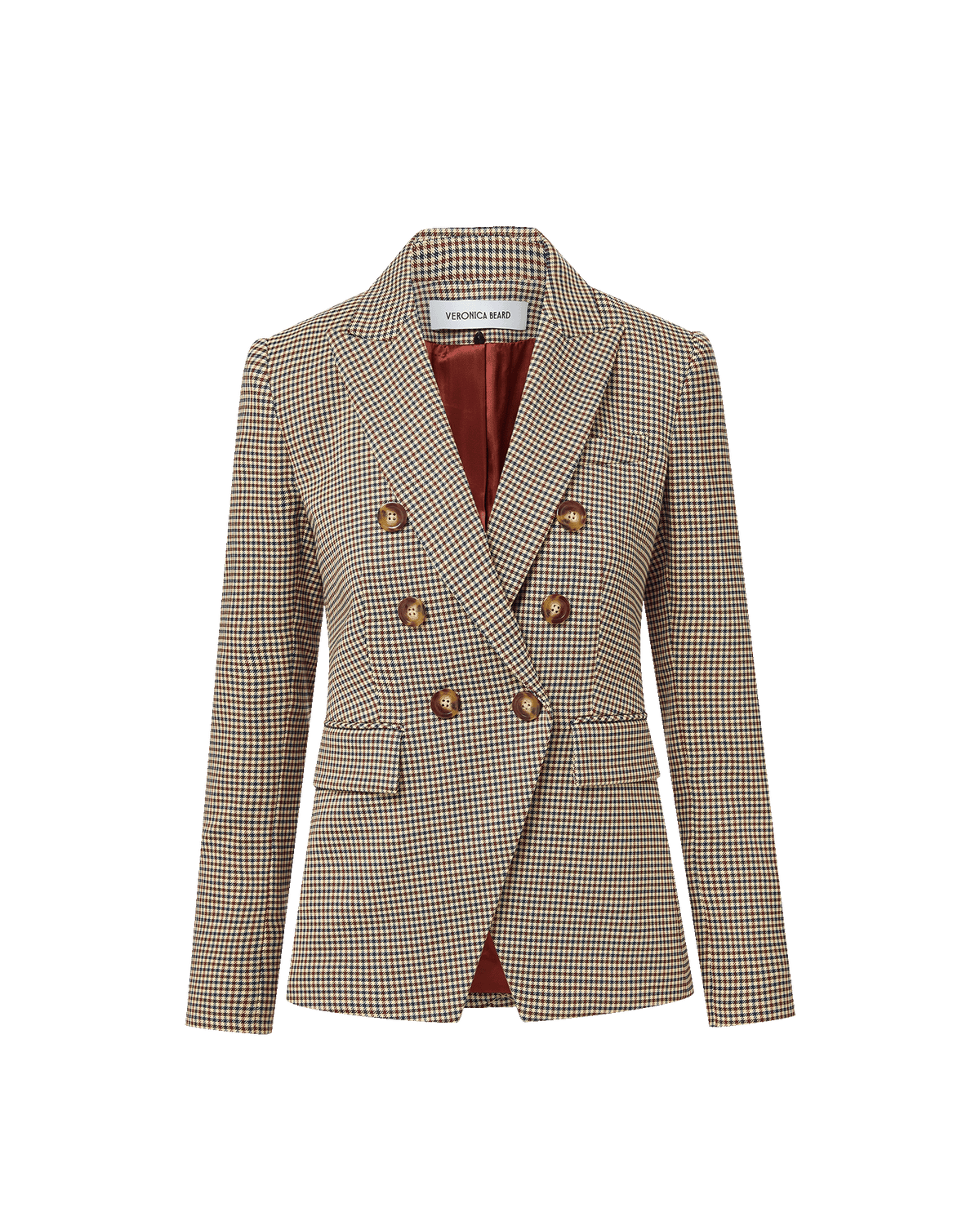 Veronica Beard | Miller Houndstooth Dickey Jacket in Rust Brown & Navy Multi Rust/Navy Multi