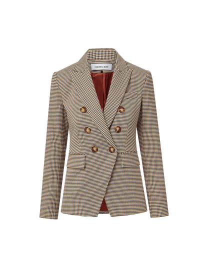 Veronica Beard | Miller Houndstooth Dickey Jacket in Rust Brown & Navy Multi Rust/Navy Multi