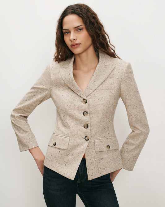 Veronica Beard | Benny Tailored Jacket in Beige Melange Almond Melange