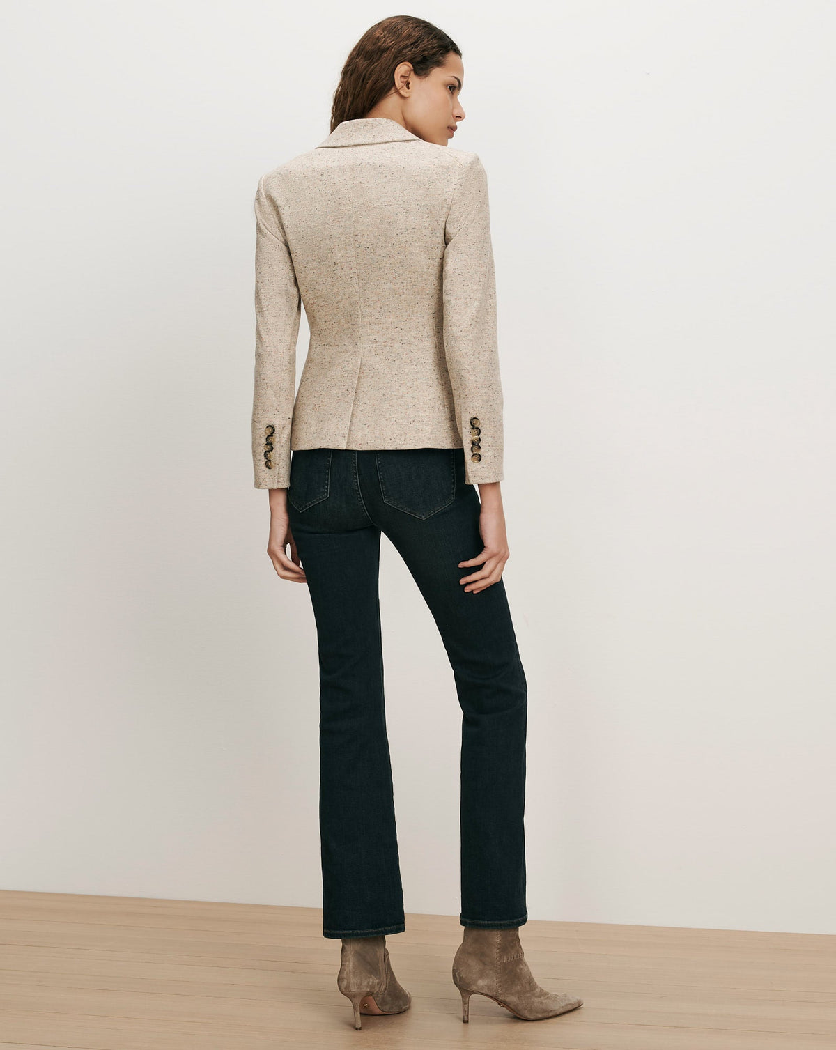 Veronica Beard | Benny Tailored Jacket in Beige Melange Almond Melange