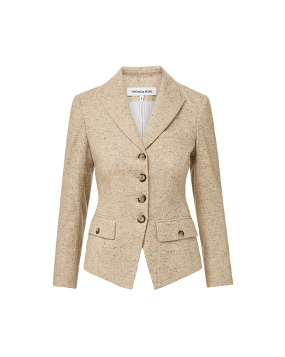 Veronica Beard | Benny Tailored Jacket in Beige Melange Almond Melange