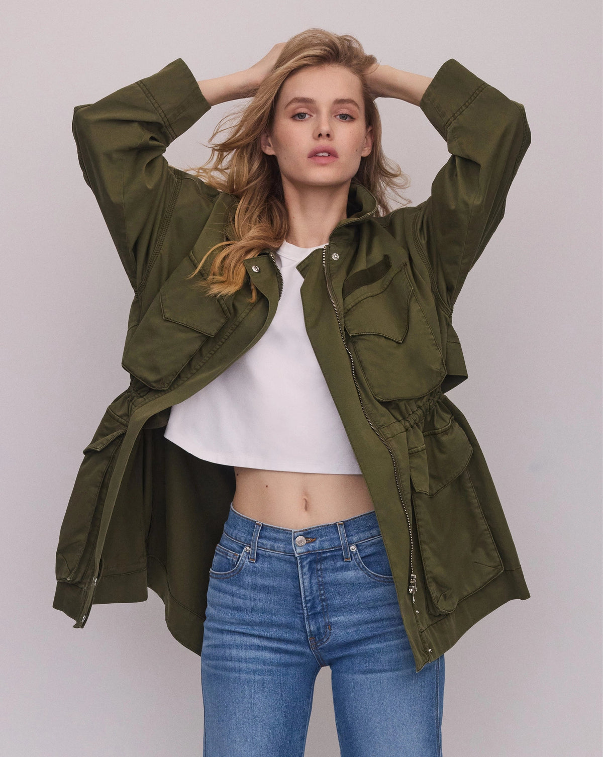 Veronica Beard | Harwin Utility Jacket in Army Green Army