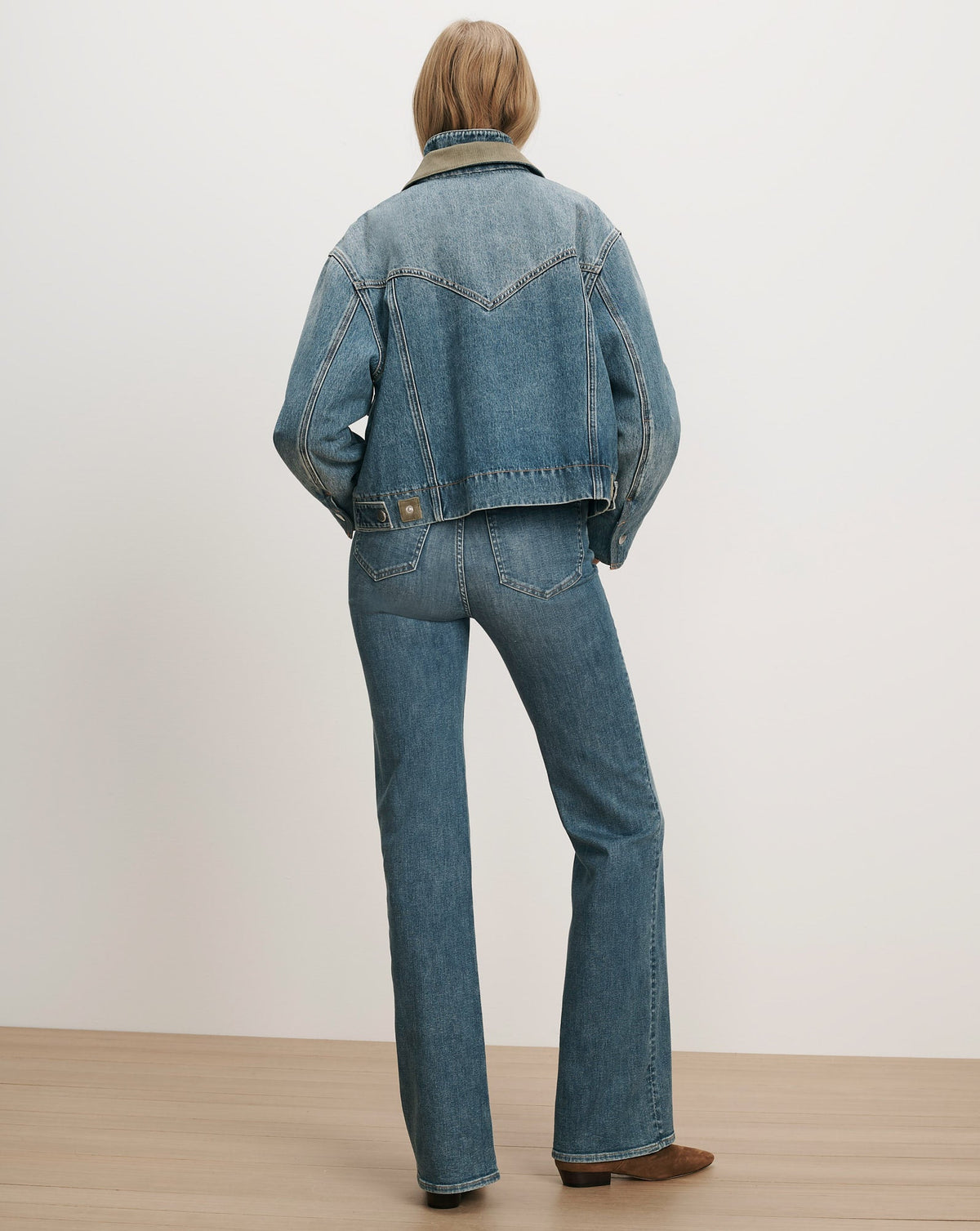 Veronica Beard | Wegner Denim Jacket with Green Cord Collar Memory Lane