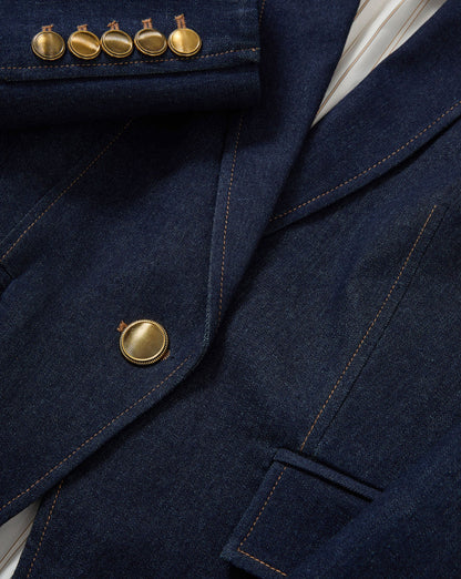 Veronica Beard | Miller Denim Single-Breasted Dickey Jacket in Dark Blue Midnight Wash Midnight Wash