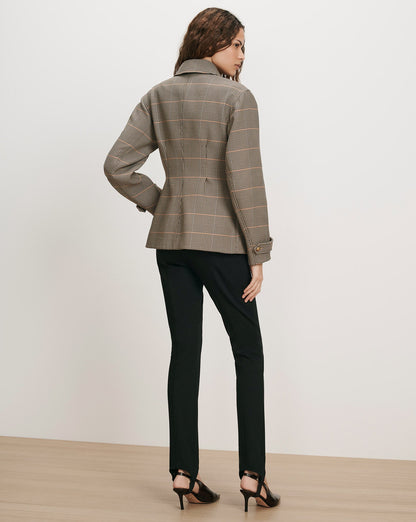 Veronica Beard | Severine Tailored Jacket in Khaki Plaid Multi Khaki Multi