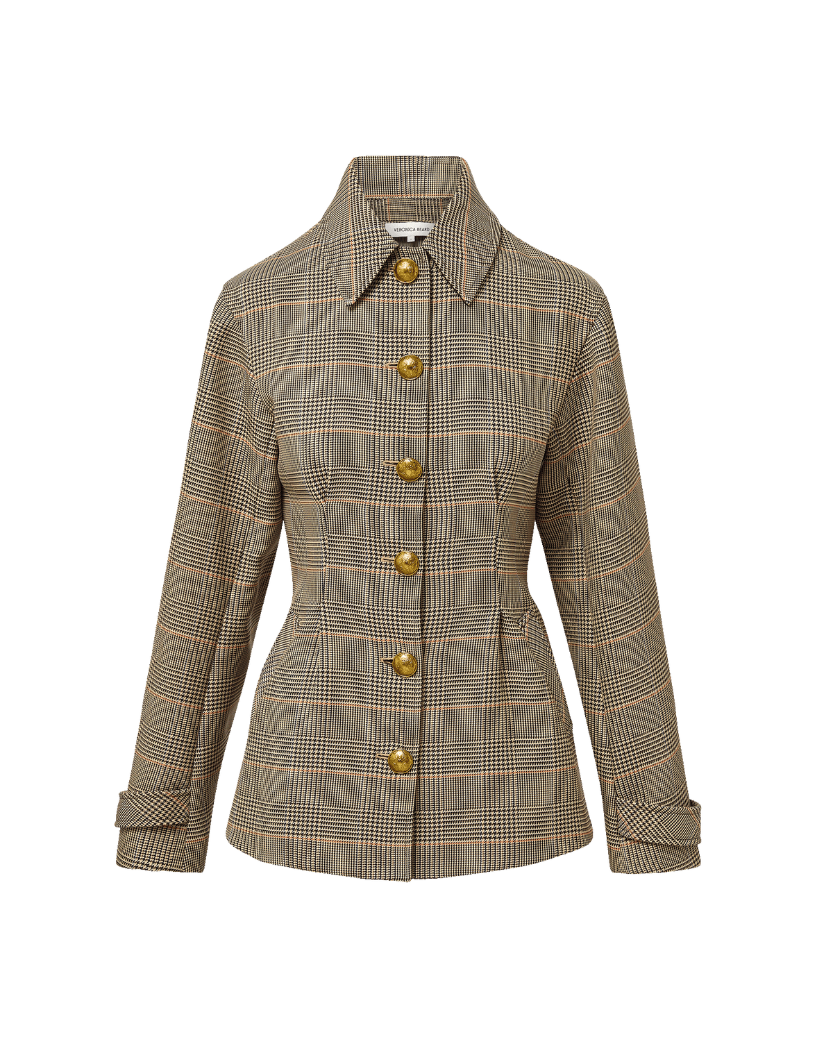Veronica Beard | Severine Tailored Jacket in Khaki Plaid Multi Khaki Multi